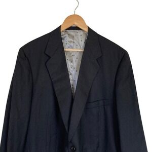 Tom James Bespoke Mens Oxford Clothes 2 Button Blazer Size 50R Black Solid‎